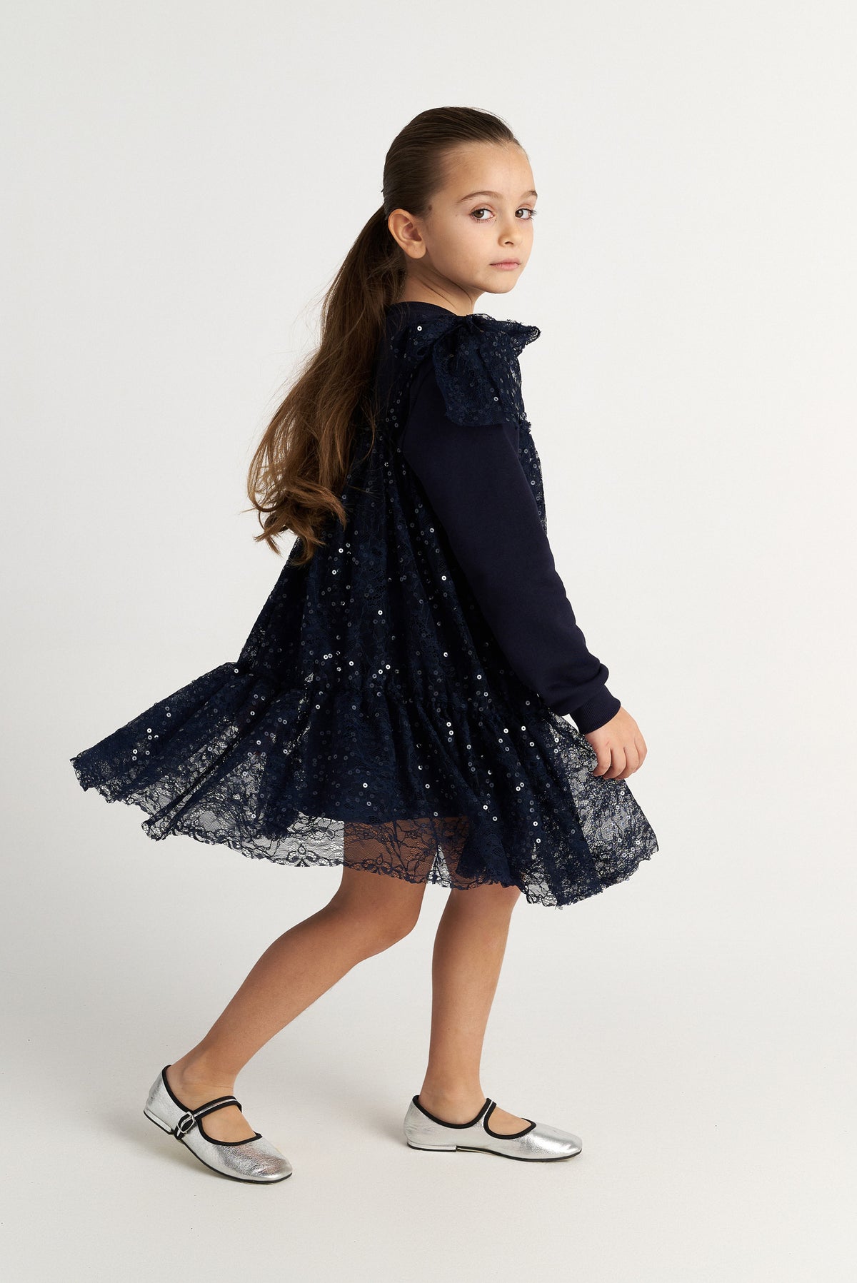 TWO IN A CASTLE Saphire Set Of Three Top Shorts And Sequin Lace Dress 2-12Y