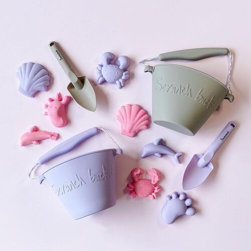 Scrunch Σετ Πτυσσόμενο κουβαδάκι με φτυαράκι Sage Green