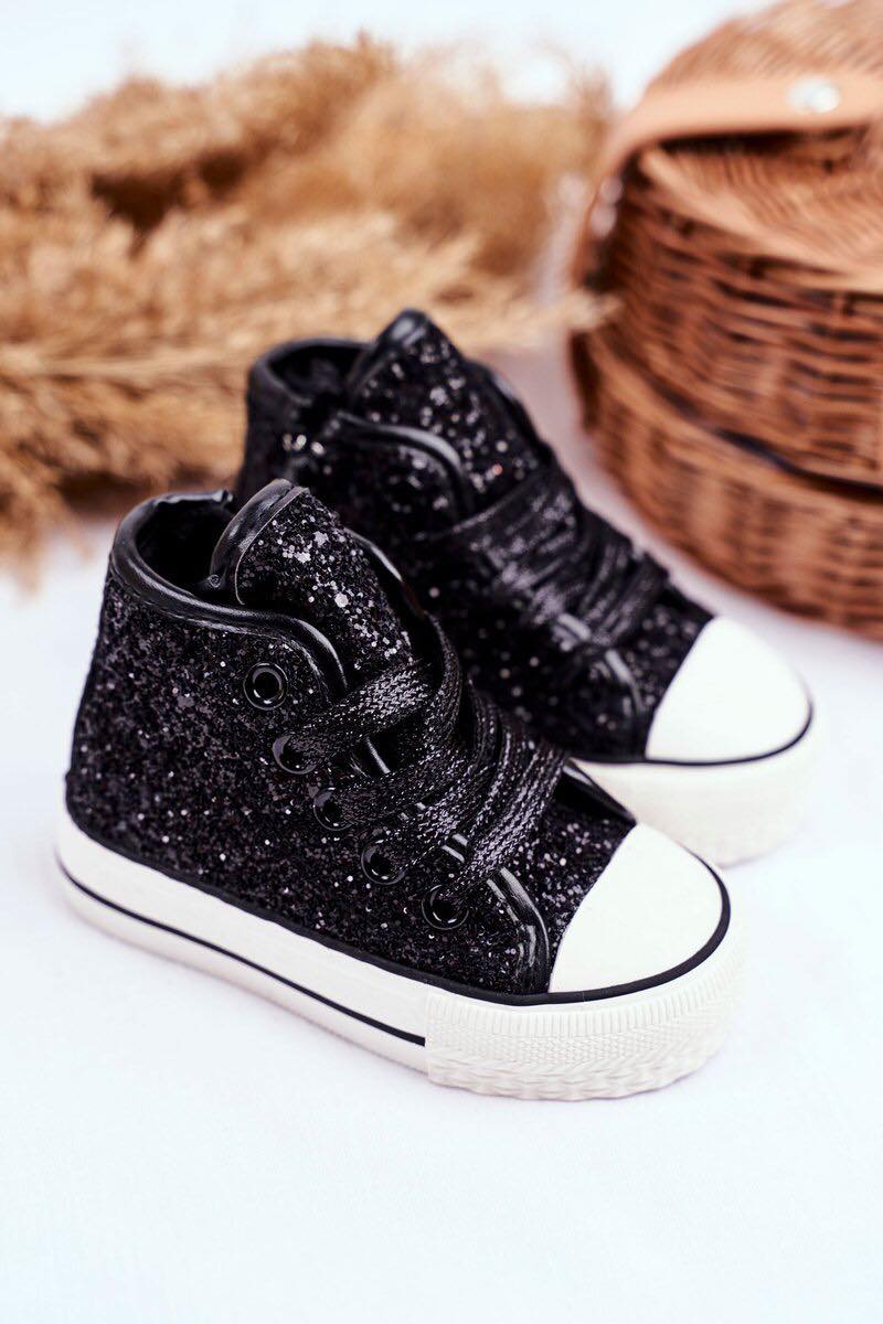 Sneakers glitters μαύρα 18-23