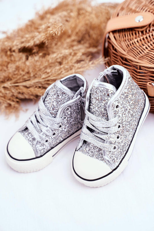 Sneakers glitters ασημί 24-29