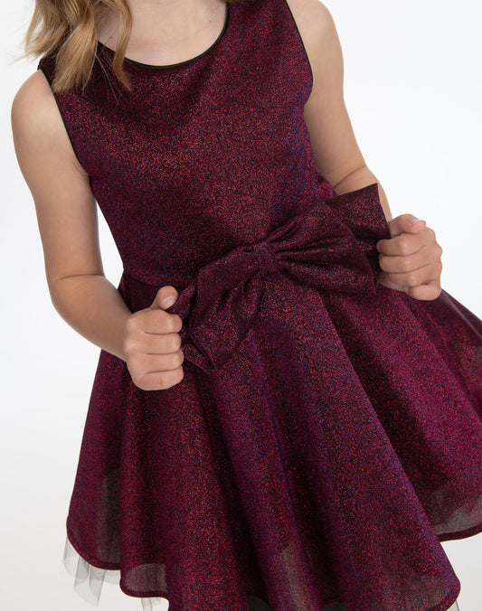 Φόρεμα με στέκα κερασσί 6-12Y