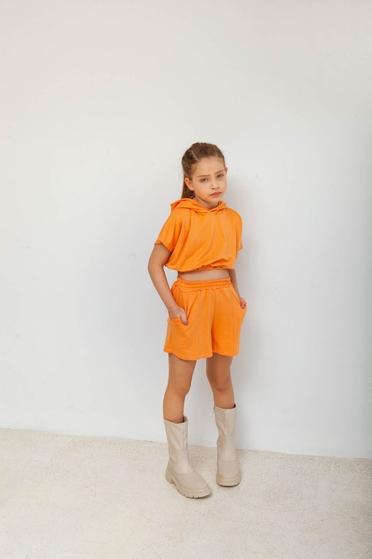 HOODIE & SHORTS SET PAPAYA