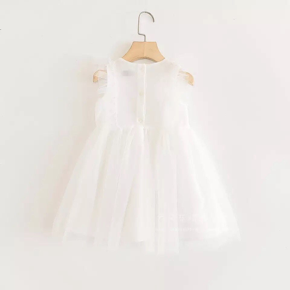 Λευκό Τutu φόρεμα με κεντημένα λουλούδια 2-8y